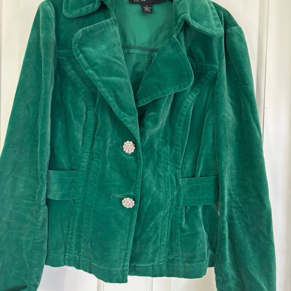 Hunter Green velvet beautiful Blazer - Picture 6 of 7